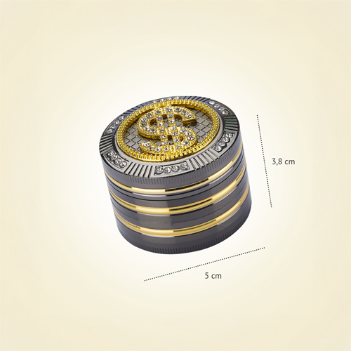 [WN54DOLL] Metall-Grinder, 50mmØ, 4-teilig, BlingBling DOLLAR