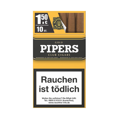 [SB57] PIPERS Club Cigars GOLD, Pack Of 10