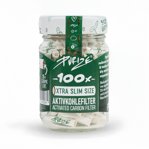 [ZU9SX100] PURIZE Activated Carbon Filter 1x100 WHITE In Glass Jar 5.9mmø