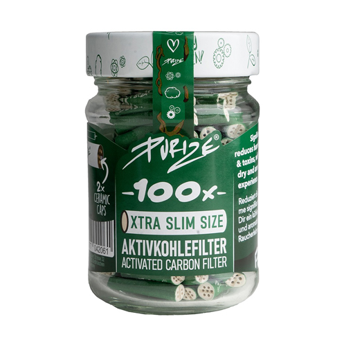 PURIZE Activated Carbon Filters 1x100, GREEN In Glass Jar, 5.9mm