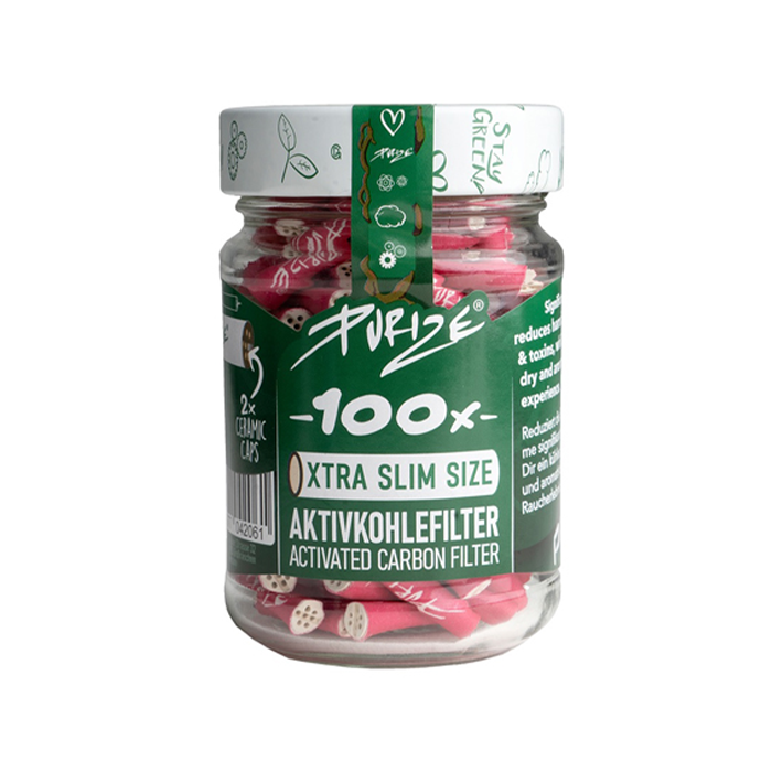 PURIZE Aktivkohlefilter, Glasbehälter, 5,9 mm Ø, VE 100, Rosa