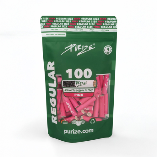 PURIZE Aktivkohlefilter Pink 1x100er, 9mmØ Regular