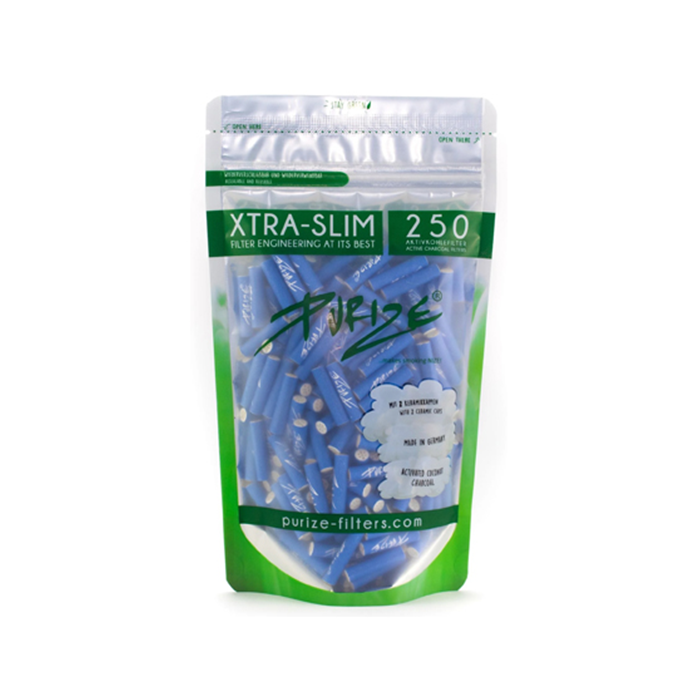 PURIZE Aktivkohlefilter, Xtra Slim, 5,9 mm Ø, VE 250, blau
