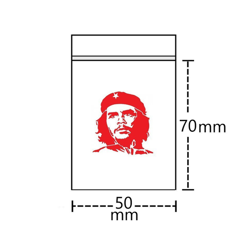 Poly Bag 50 X 70 mm, 50 µ, Red CHE Motif, VE 100