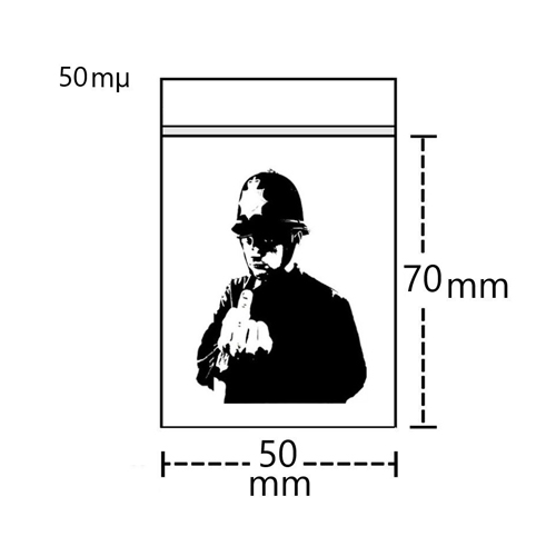 Poly Bag 50 X 70 mm, 50 µ, Fuck Off Cop Motif , VE 100