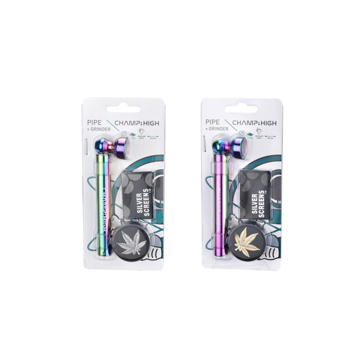 RAINBOW Glass Pipe & GRINDER, 1 Piece