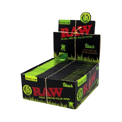 [ZI51BLOR] RAW Black KS Organic Hemp Slim Papers, Pack Of 50