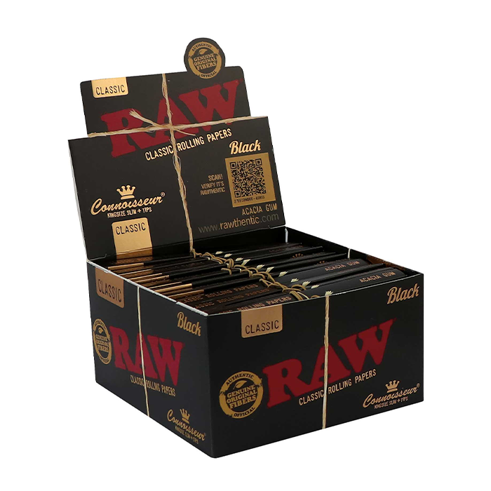 RAW Black KS Slim Papers With Tips, Pack Of 24