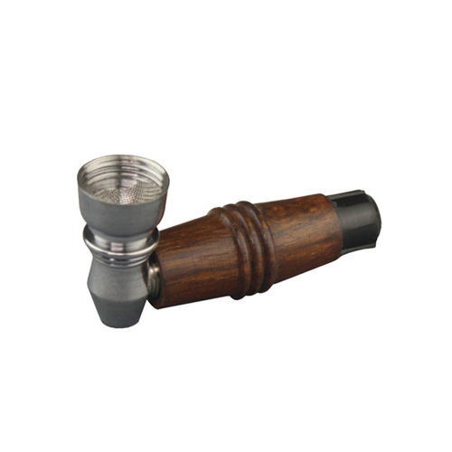 Schraubpfeife, Metall und Holz, 6,5 cm lang
