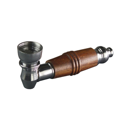 Screw pipe, metal and wood, 9 cm long