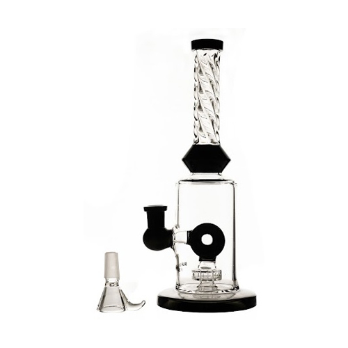 Black Twisted Bong With Ring Percolator, 25 cm