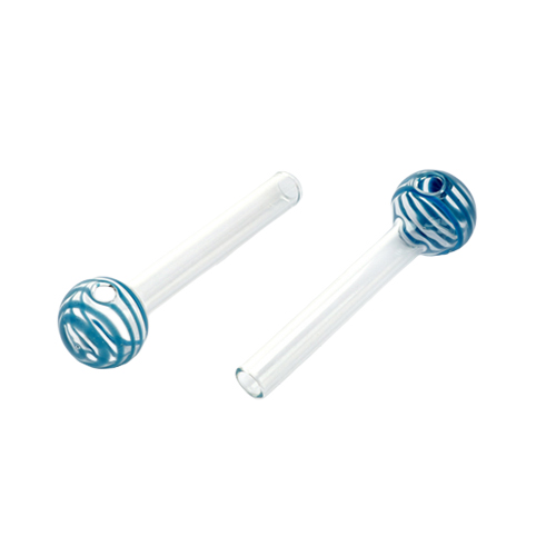 Glass Oil Pipe Stripe Blue. 1 Piece, approx. 10cm