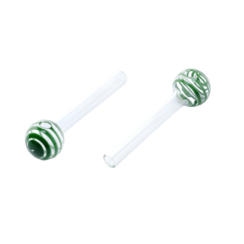 Glass Oil Pipe Stripe Green. 1 Piece, approx. 10cm