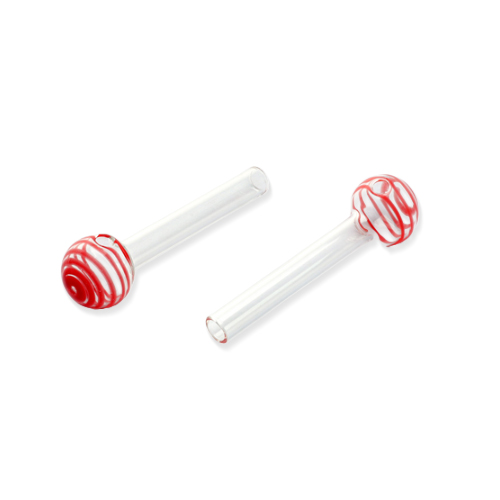 Glass Oil Pipe Stripe Red. 1 Piece, approx. 10cm