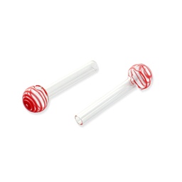 [SSC10128RE] Glas Oil Pfeife Stripe Red. 1 Stück, ca. 10cm