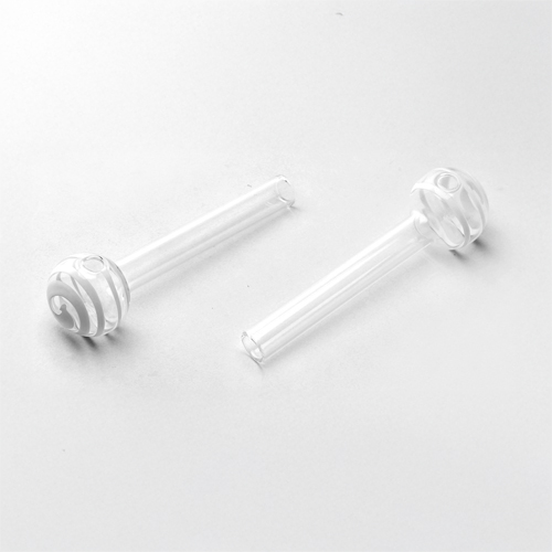 Glas Oil Pfeife Stripe White. 1 Stück, ca. 10cm
