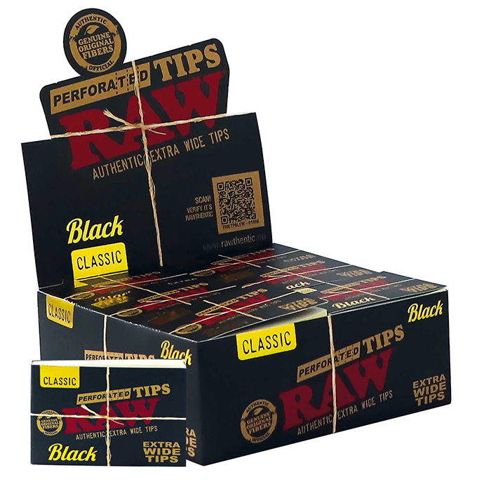 RAW Schwarz Tips Xtra Wide, 4 x 6cm, perforiert