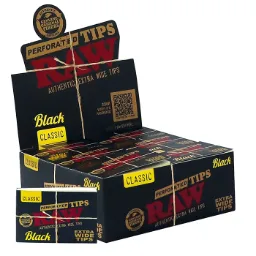 [TIP57] RAW Black Tips Xtra Wide, 4 X 6cm, Perforated
