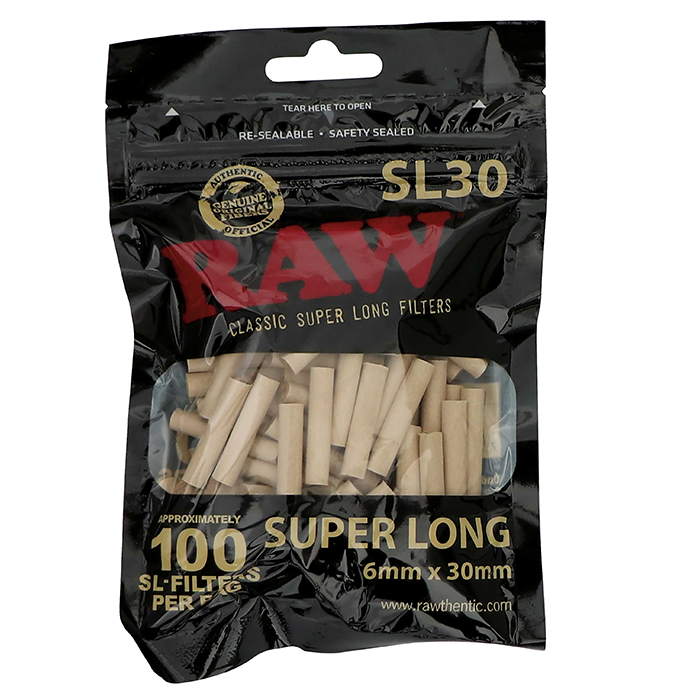 RAW Black Filters, 6 mm Diameter, 30 mm Long, 100 Pieces