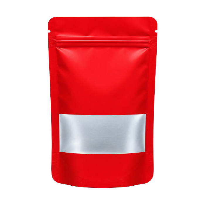 [MBW14085RD] Small WINDOW Mylar Bag, 140 X 85 Mm, Pack Of 50, RED