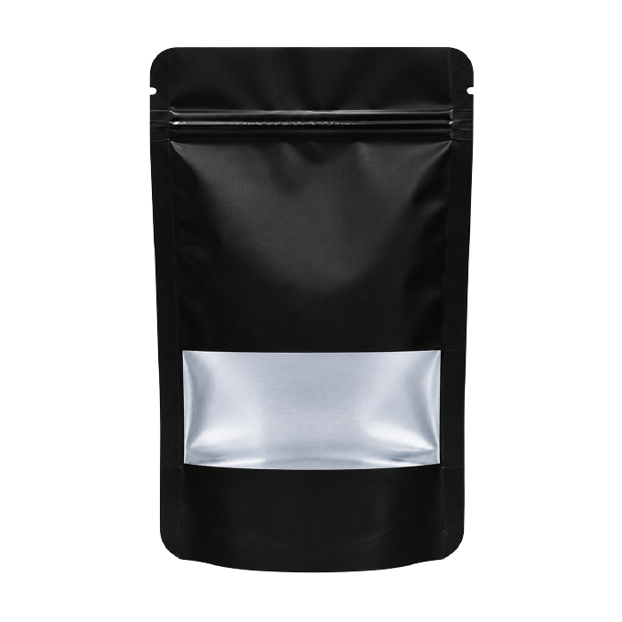 [MBW14085BK] Small WINDOW Mylar Bag, 140 X 85 Mm, Pack Of 50, BLACK