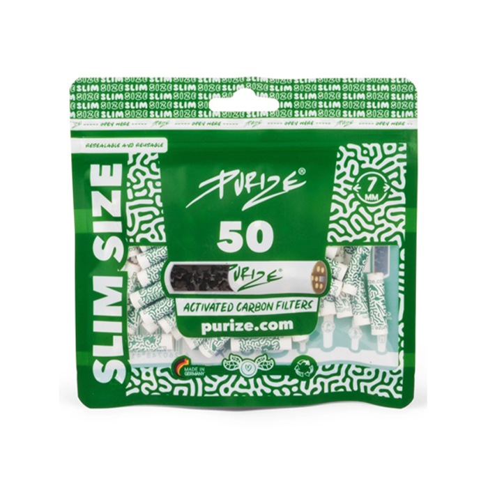 PURIZE Activated Charcoal Filters, Slim Size, 7 mm Ø, VE 50
