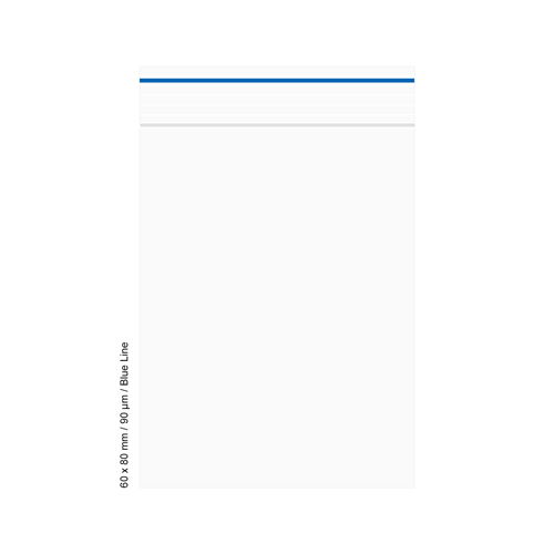 Poly Bag 60 X 80 mm, 90µ, VE 500, Blue Line