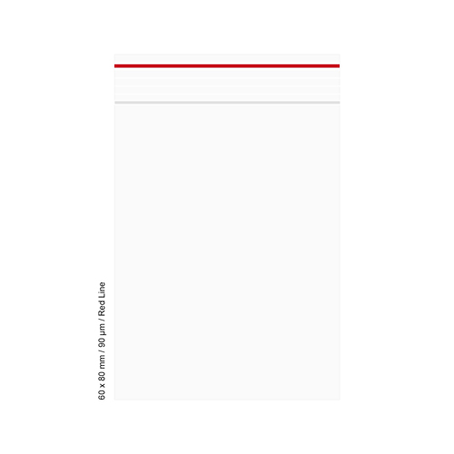 Poly Bag 60 X 80 mm, 90 µ, VE 500, Red Line
