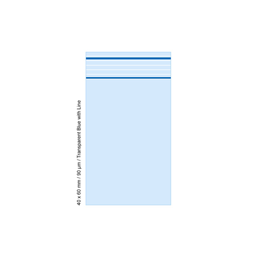 Polybeutel 4 x 6cm, 90my, VE500, Transparent Blau