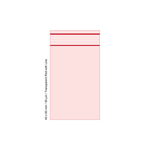 Poly Bag 4 X 6 Cm, 90 My, PU 500, Transparent Red