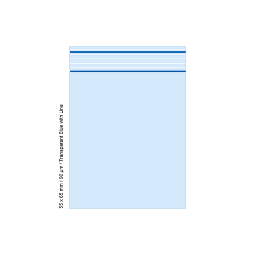 Poly Bag 5.5 X 6.5 Cm, 90 My, VE500, Transparent Blue