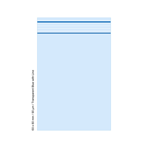 Poly Bag 60 X 80 mm, 90 µ, VE 500, Transparent Blue