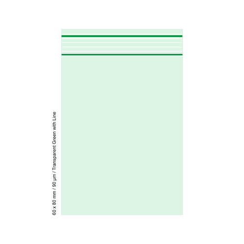 Poly Bag 60 X 80 mm, 90 µ, VE 500, Transparent Green