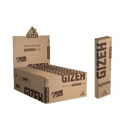 [ZI4UTI] Gizeh King Size Slim UNBLEACHED + Tips, Pack Of 26