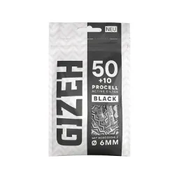[ZU4CELLB] GIZEH Activated Charcoal Filters, Procell, 6 mm Ø, VE 50+10, Black