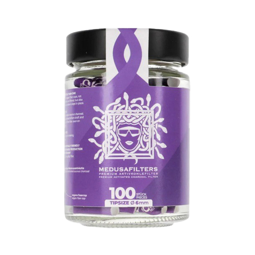 [ZUMGLASVI] MEDUSA Active Charcoal Filters – 100 pcs in Glass, 6 mm Ø, Violet