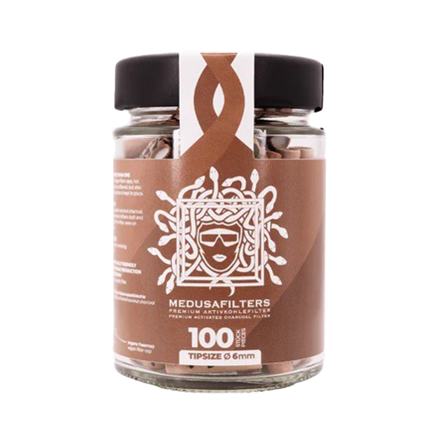 [ZUMGLASOR] MEDUSA Active Charcoal Filters – 100 pcs in Glass, 6 mm Ø, Organic