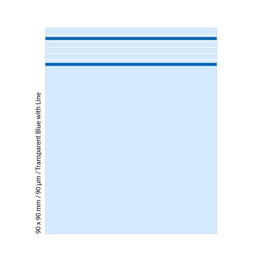 [TLD999BL] Polybeutel 9 × 9 cm, 90 µm, Verpackungseinheit 500, transparent blau