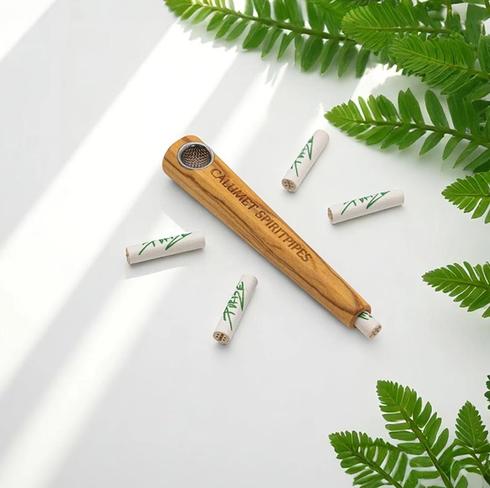 Calumet Spiritpipes® One Piece Pfeife aus Olivenholz mit 6 mm Aktivkohlefilter