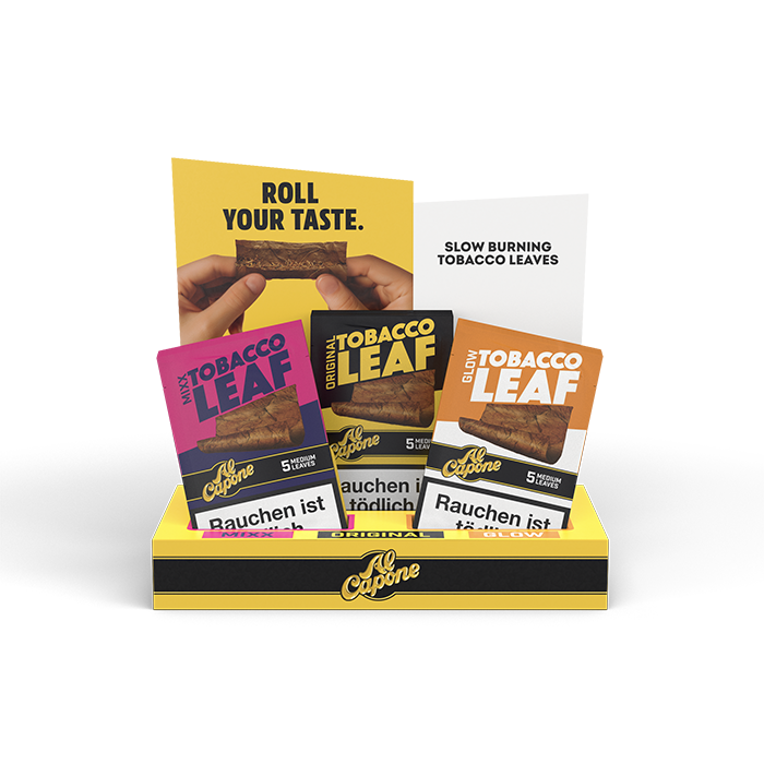 [ALCADISP] Al Capone Tobacco Leaves - Display Mix 15 x 5 Leaf (KVP/Display - 54.00)