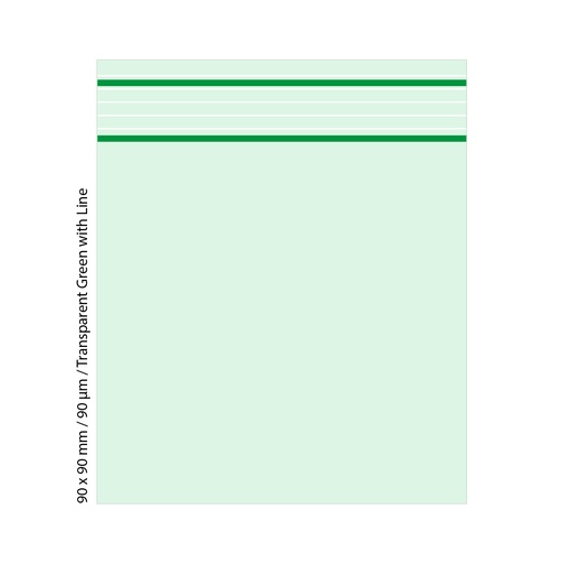 [TLD999GR] Polybeutel 90 × 90 mm, 90 µ, VE 500, transparent-grün