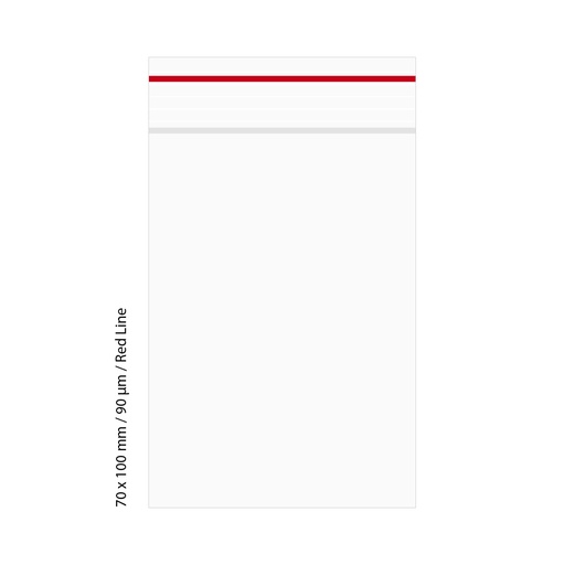 [LD7109RD] Poly Bag 70 X 100 mm, 90 µ, VE 500, Red Line