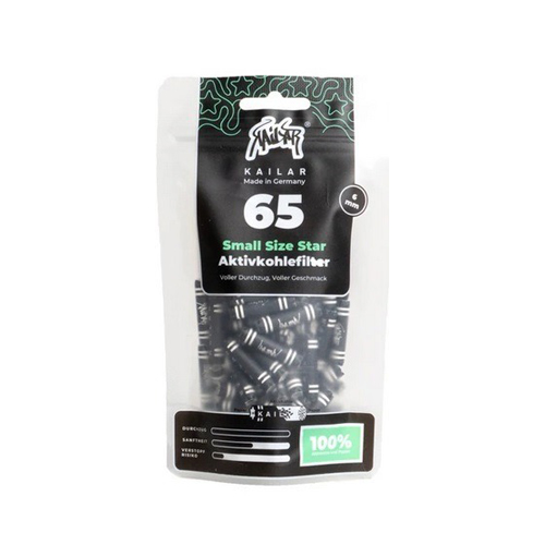 [ZU5STAR65] KAILAR Activated Charcoal Filters, Small Size Star Paper, 5.9 mm Ø, VE 65, Black